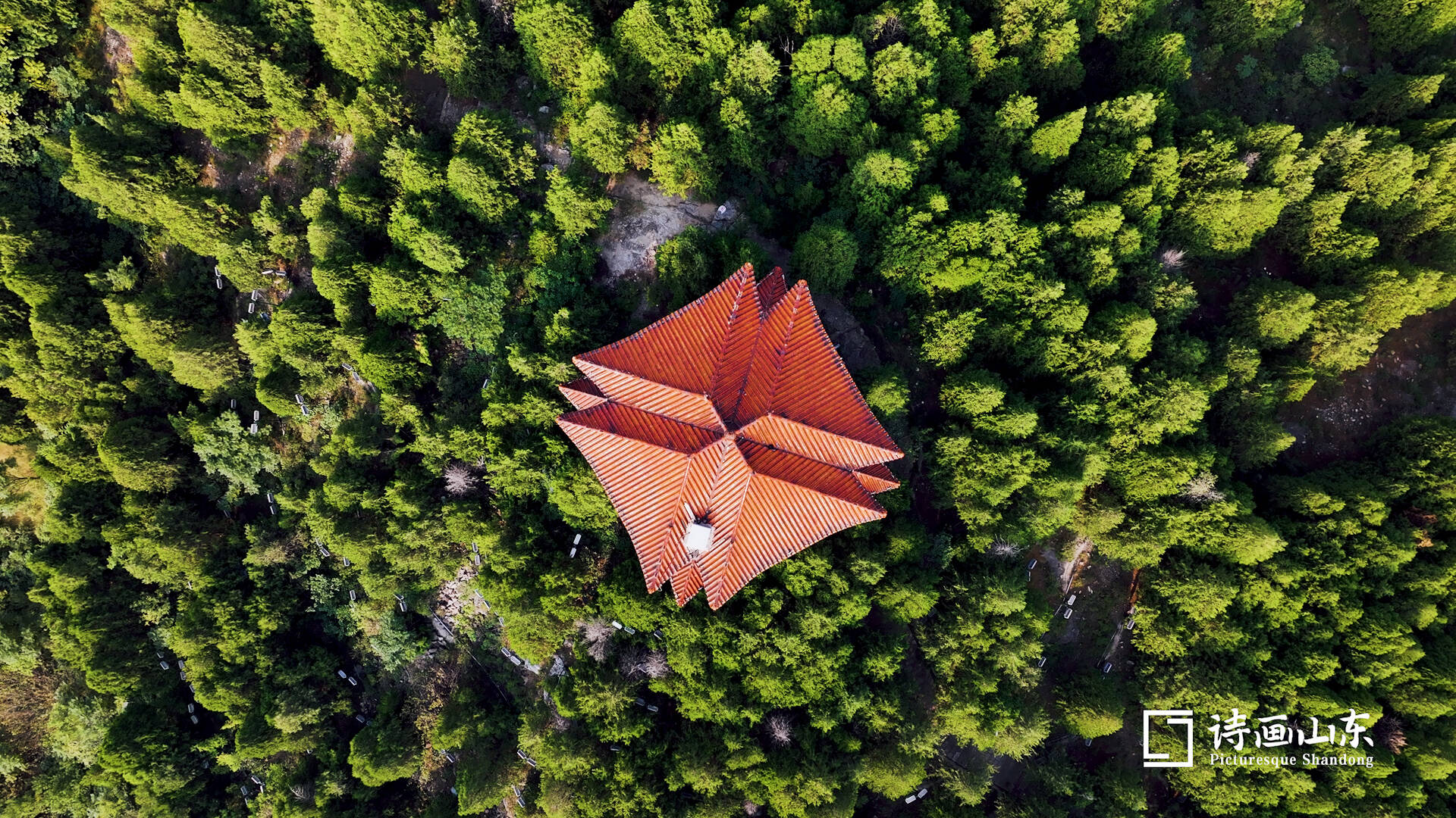 诗画山东丨航拍秋日枣庄龙吟阁 古朴幽静群山环抱
